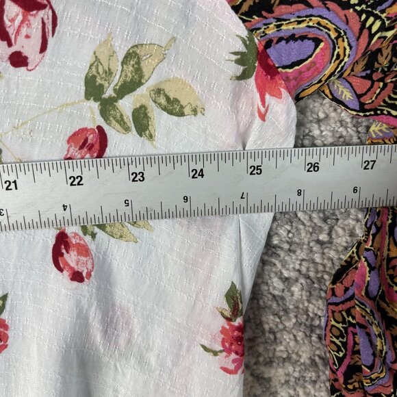 Free People Shirt Womens Extra Small Pink White Boho Patchwork Floral Paisley - Picture 3 of 6